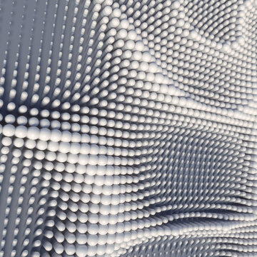 Volumetric texture of densely arranged white capsules. The abstract relief