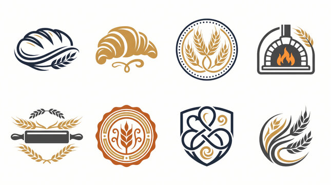 Premium Artisan Bakery Logo Collection Featuring Eight Modern Bread and Pastry Brand Identity Designs