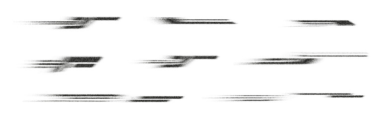 Set of black grunge brush strokes with halftone textures. Distressed ink brushes, dirty paint splashes and rough callout elements for text highlights, banners, comic layouts and graphic design. Vector