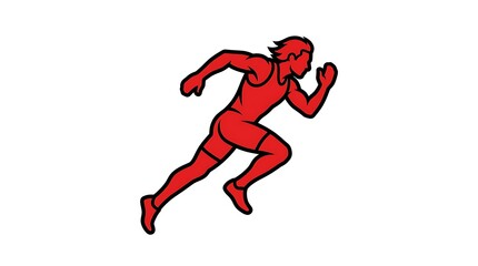 Obraz premium Dynamic 3D superhero running in action pose. Stylized red character sprinting with motion blur for gaming or animation projects.