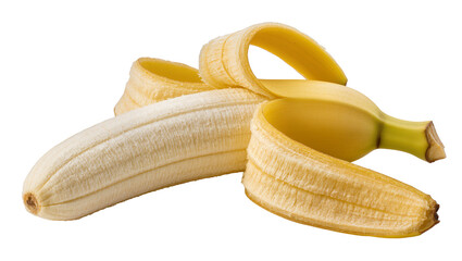 Isolated fresh ripe yellow banana partially peeled, revealing its sweet and nutritious fruit © Vincent