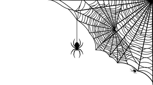 Black spider hanging from a corner spider web