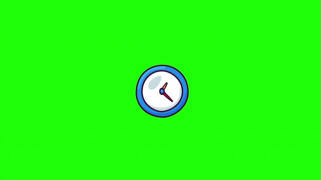 Hand drawn clock icon animation, business doodle style motion graphic with black outline sketch reveal, portrait format, perfect for corporate, time and office design video projects.