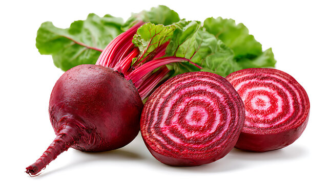 Fresh beetroot with leaves isolated on white background