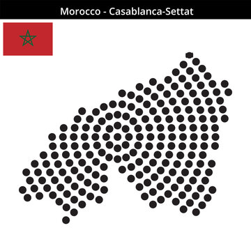 Map of Morocco region Casablanca-Settat in concentric large dots