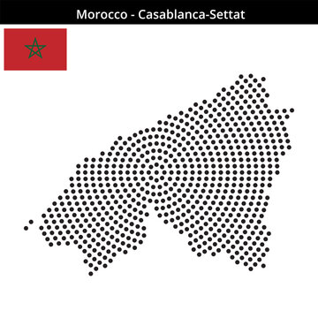 Map of Morocco region Casablanca-Settat in concentric medium dots