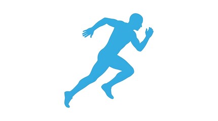 Fototapeta premium 3D running man in motion. Dynamic blue human figure sprinting for fitness or technology concepts.