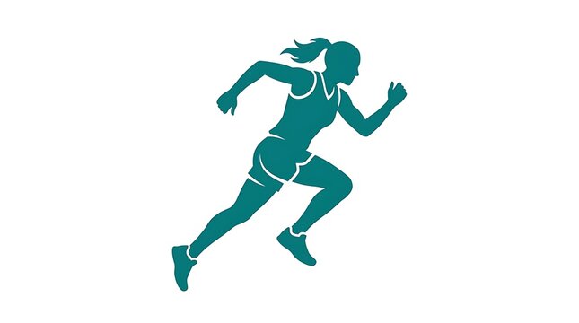 Dynamic female athlete sprinting in motion. Fast runner accelerating with powerful stride for sports performance.
