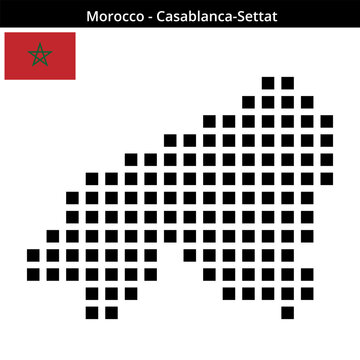 Map of Morocco region Casablanca-Settat in larger square dots