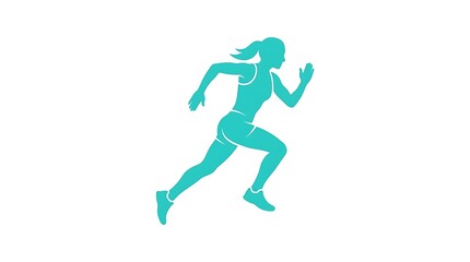 Obraz premium 3D running man in motion blur sprinting forward. Futuristic digital athlete model with neon glow for fitness and tech projects.