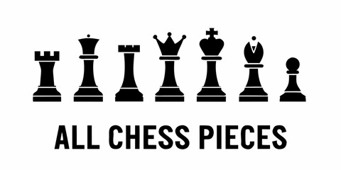 Chess Pieces Silhouette Collection On White Background © Rupa