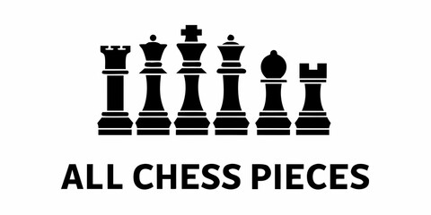 Chess Pieces Silhouette On White Background Minimalist Graphic Design © Rupa