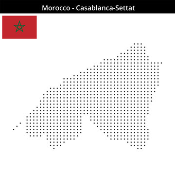 Map of Morocco region Casablanca-Settat in small size square dots