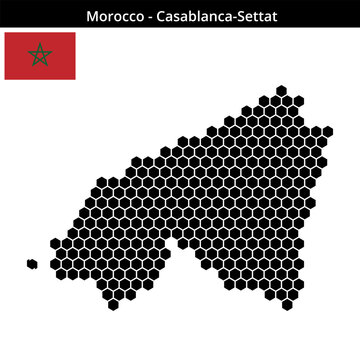 Map of Morocco region Casablanca-Settat in medium hexagonal dots