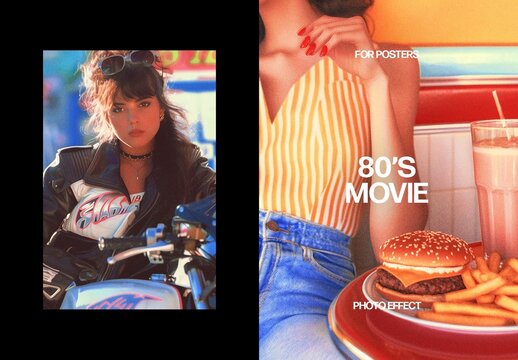 Vertical 80s Movie Photo Effect For Poster And Print Design