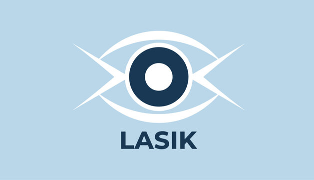 Lasik laser eye surgery logo with a clean blue abstract design representing vision correction treatment.