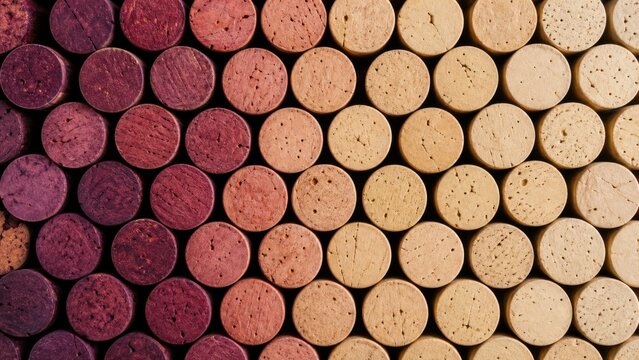 Wine Cork Pattern Gradient Displays Rows of Natural Red and White Stained Stopper Ends Creating an Elegant Background Texture for Viticulture