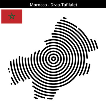 Map of Morocco region Draa-Tafilalet in larger concentric lines