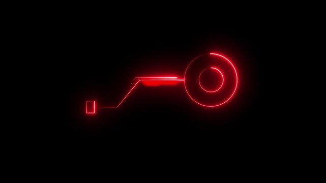 Red futuristic HUD callout with circular elements. Digital text space design. Still graphic for technology interface and app information. black background..