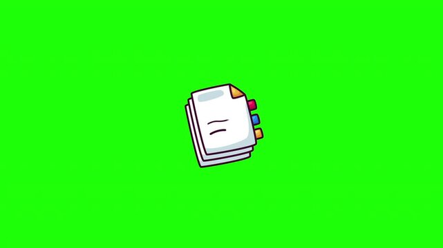 Hand drawn paper stack icon animation, business doodle style motion graphic with black outline sketch reveal,  perfect for office, document and design video projects
