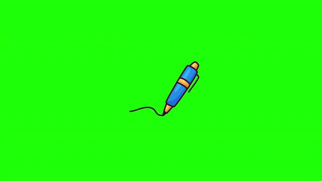 Hand drawn pen icon animation, business doodle style motion graphic with black outline sketch reveal, perfect for office, writing and design video projects.