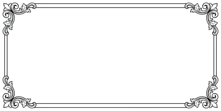 Elegant horizontal frame with decorative floral scrollwork corners