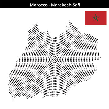 Map of Morocco region Marakesh-Safi in concentric small dots