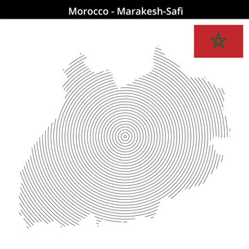Map of Morocco region Marakesh-Safi in concentric small size outlines
