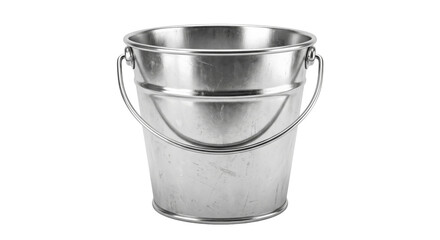 Shiny metal bucket with a sturdy handle, isolated on a white background © Sapphire
