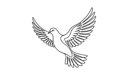 Obraz premium Minimalist dove outline line art vector illustration representing peace and freedom