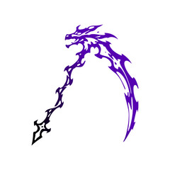 Fototapeta premium Deep Purple Dragon Scythe Blade Design With Intricate Dark Handle
