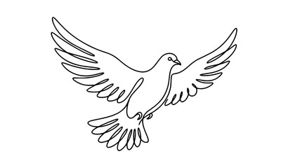 Fototapeta premium Elegant minimalist dove continuous line art vector symbol of peace and freedom