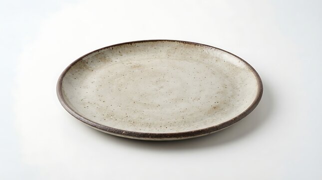 Simple rustic ceramic plate with subtle speckled texture