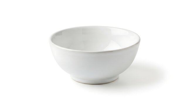 Simple white ceramic bowl isolated on white background studio shot