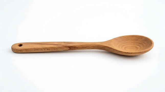 Simple wooden spoon kitchen utensil isolated studio shot
