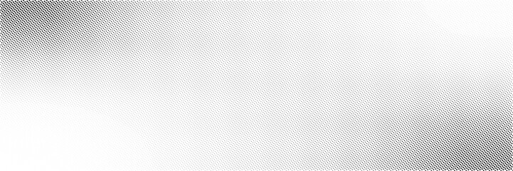 Halftone gradient dots fading texture with monochrome stipple corners, abstract comic print bitmap background for poster, banner, flyer, pop art design, overlay, wallpaper vector template © Ukio.stock