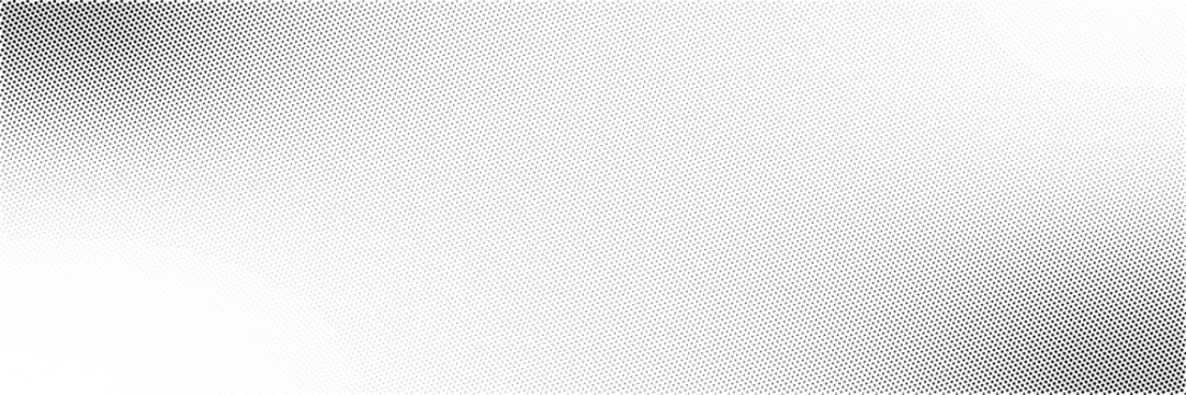 Halftone gradient dots fading texture with monochrome stipple corners, abstract comic print bitmap background for poster, banner, flyer, pop art design, overlay, wallpaper vector template