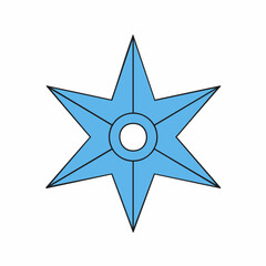 Light Blue Shuriken with Six Points and Central Circle Design © Cocok