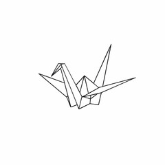 Minimalist origami crane with sharp lines and geometric folds, symbolizing peace and longevity. © Cocok