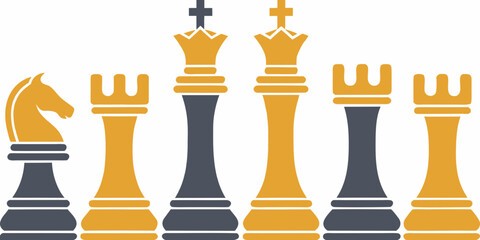 Chess Pieces Lineup Vector Illustration With Alternating Colors © Uttam