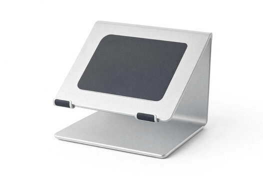 Adjustable silver laptop stand with protective non-slip pads aluminum workspace computer