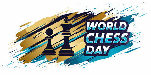 Chess pieces with abstract brushstroke background vector illustration © Uttam