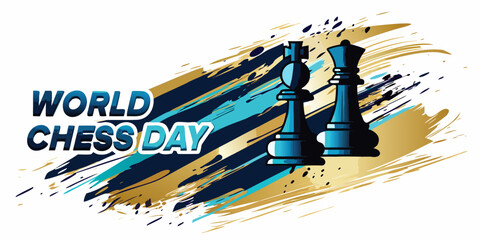 Chess Pieces With Brushstroke Background Vector Illustration © Uttam