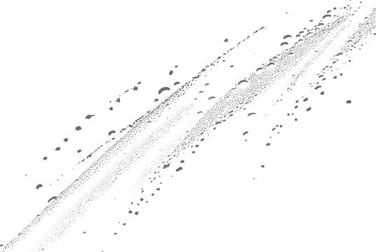Gray water droplets and streaks on a white background creating a textured pattern