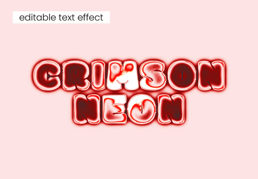 Crimson Neon Editable Text Effect With Liquid Gloss Typography