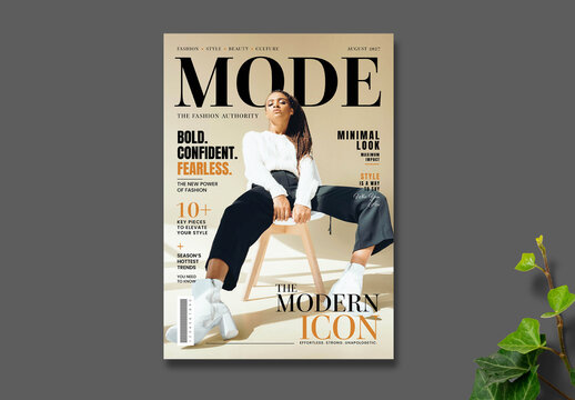 Minimal Fashion Magazine Cover Template with Modern Editorial Layout