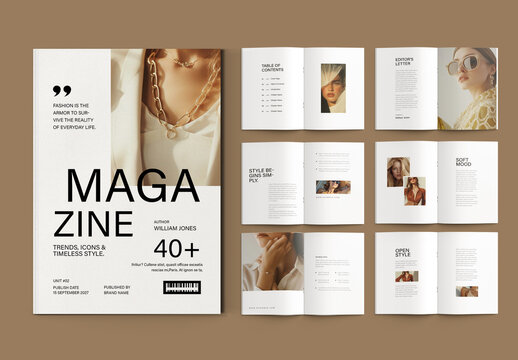 Minimal Fashion Magazine Template with Clean Layout
