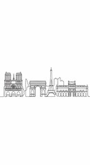 Obraz premium Minimalist line art captures iconic city landmarks in a clean, artistic rendering.