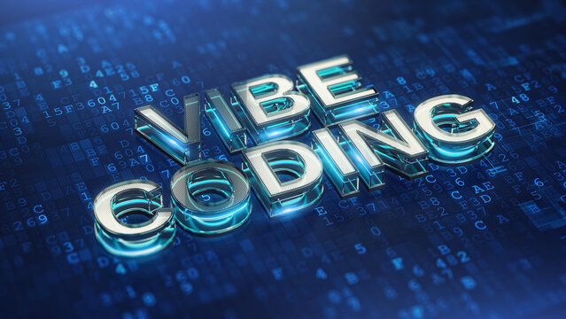 Vibe coding artificial intelligence Software Development programming concept. 3d illustration