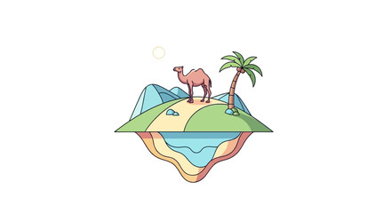 Fototapeta premium Camel on a Floating Island Oasis